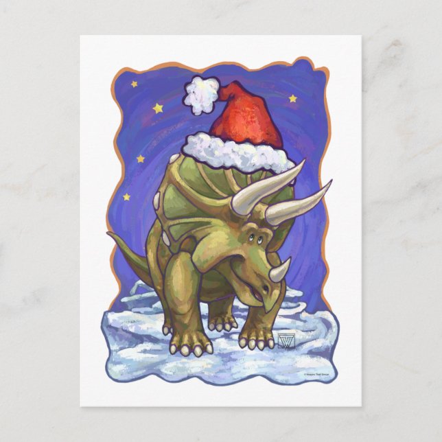 Postal Festiva Navidades de Triceratops (Anverso)