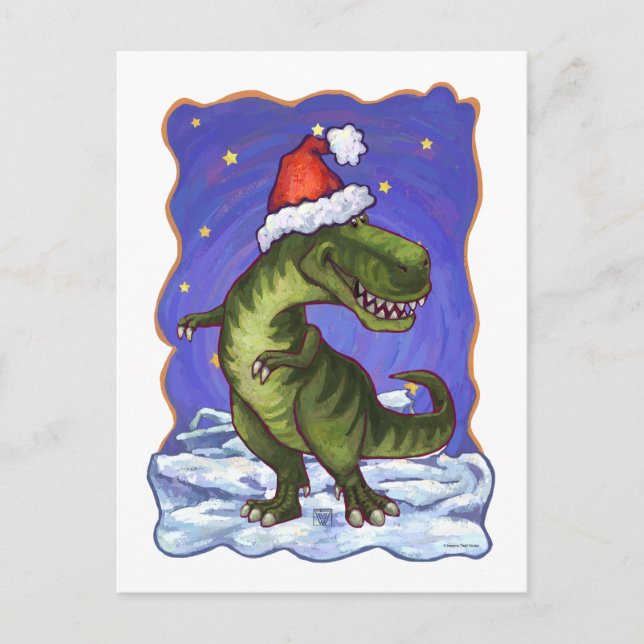 Postal Festiva Navidades de Tyrannosaurus (Anverso)
