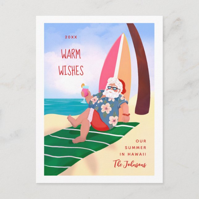 Postal Festiva Navidades de vacaciones de verano en Santa María (Anverso)