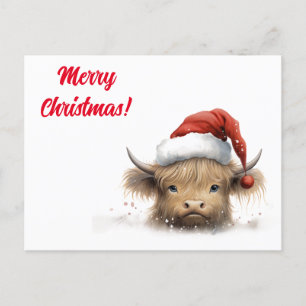Postal Festiva Navidades de vacas de Highland personalizados