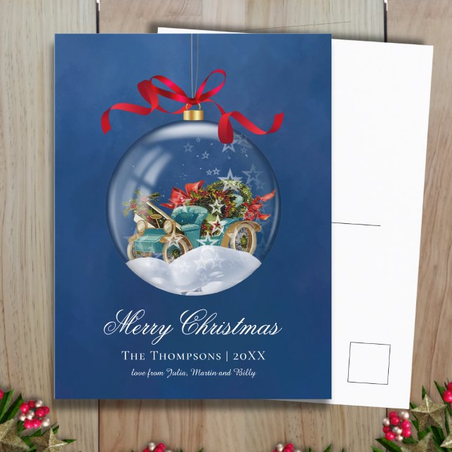 Postal Festiva Navidades de vagones azules de época (Subido por el creador)