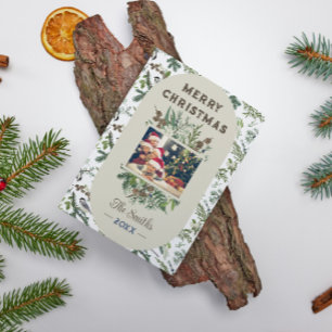 Postal Festiva Navidades de vegetación de follaje fotográfico fam