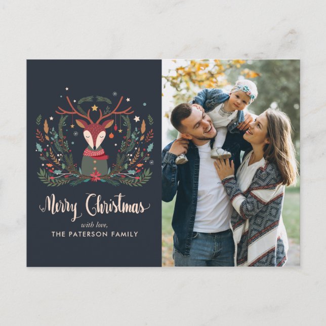 Postal Festiva navidades de venados feriados "Feliz Navidad" (Anverso)