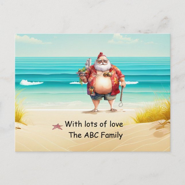 Postal Festiva Navidades De Verano De Gafas De Sombrero Santa En  (Anverso)