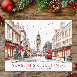 Postal Festiva Navidades de viajes de Watercolor Sketch Big Ben L