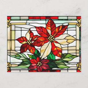 Postal Festiva Navidades de vidrio templado Flores de Poinsettia