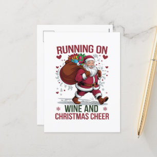 Postal Festiva Navidades de vino divertidos animan el arte de la 
