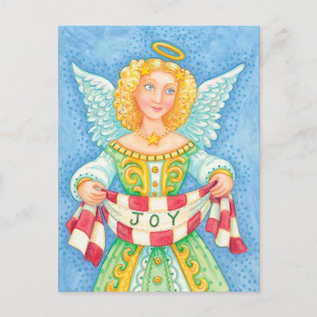 Postal Festiva Navidades de Vintage Joy Angel (Anverso)