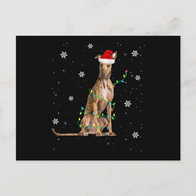 Postal Festiva Navidades de Whippet Light Cute Santa Whippet Xmas (Anverso)
