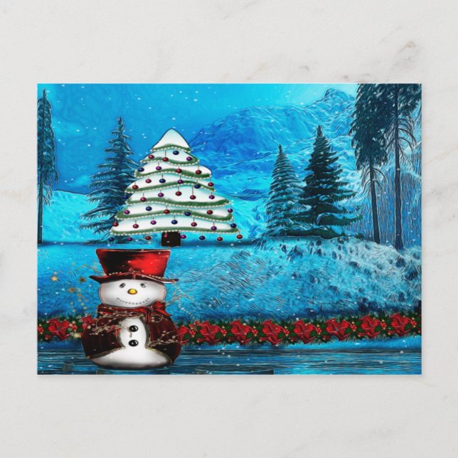 Postal Festiva Navidades de Winter Lake Arte Popular (Anverso)
