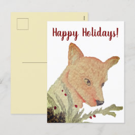 Postal Festiva Navidades de Woodland artísticos Fox