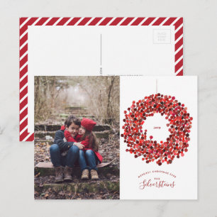 Postal Festiva Navidades de Wreath de Berries de color acuático