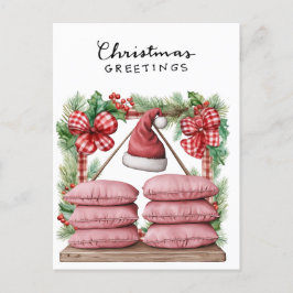 Postal Festiva Navidades de yoga Santa Claus Posando Fiesta