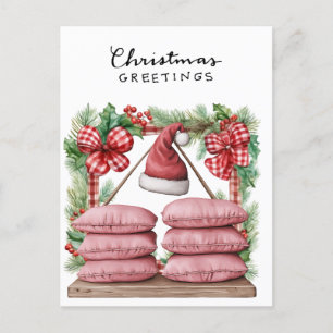 Postal Festiva Navidades de yoga Santa Claus Posando Fiesta