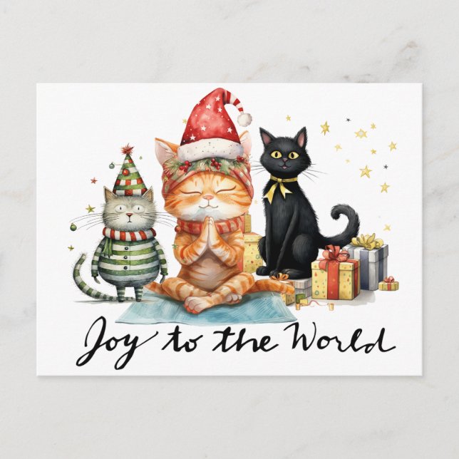 Postal Festiva Navidades de yoga Santa Claus Posando yoga (Anverso)