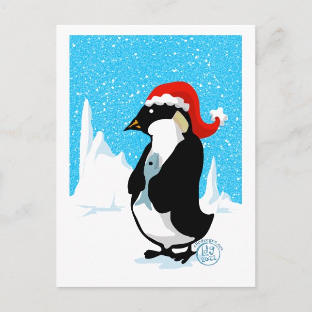 Postal Festiva Navidades del Emperador Pingüino (Anverso)