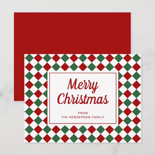 Postal Festiva Navidades del Festive Red Green Checks (Anverso / Reverso)