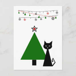 Postal Festiva Navidades del gato negro