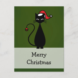 Postal Festiva Navidades del gato negro