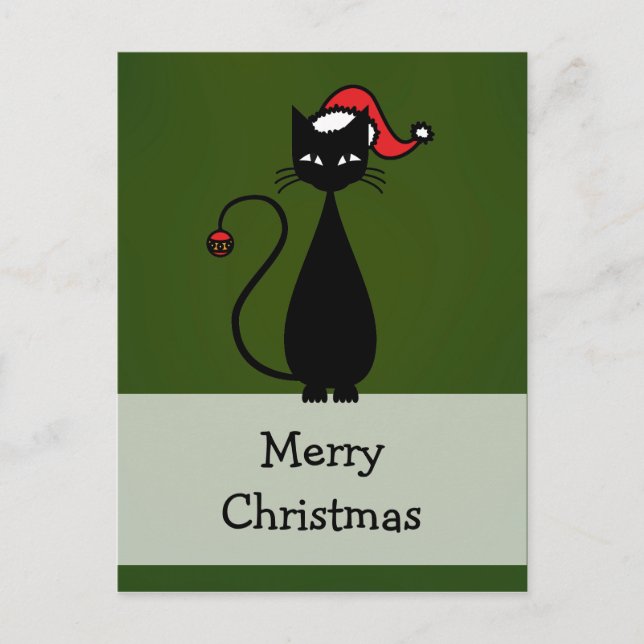 Postal Festiva Navidades del gato negro (Anverso)