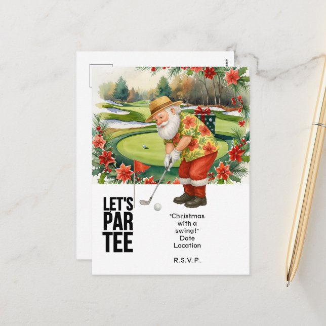 Postal Festiva Navidades del Golf Julio con Santa Claus Golfing (Anverso/Reverso In Situ)