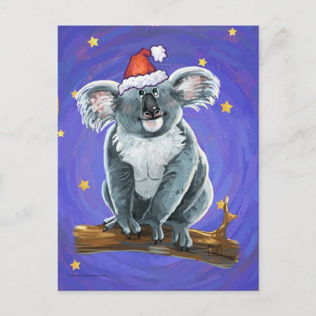 Postal Festiva Navidades del oso Koala (Anverso)