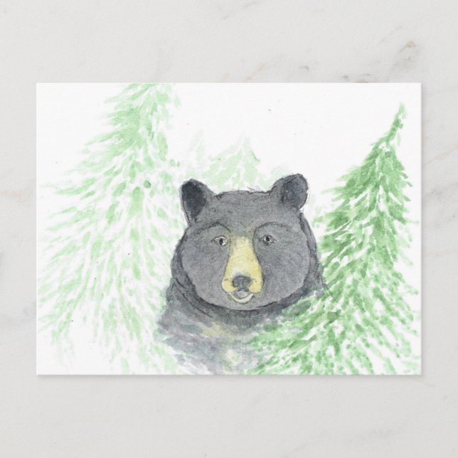 Postal Festiva Navidades del oso negro (Anverso)