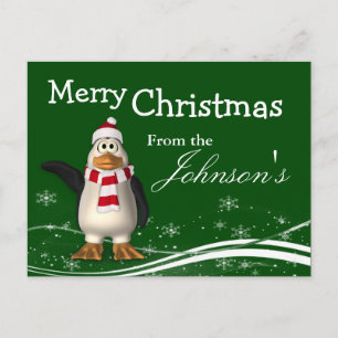 Postal Festiva Navidades del personalizado Santa Claus Penguin sa