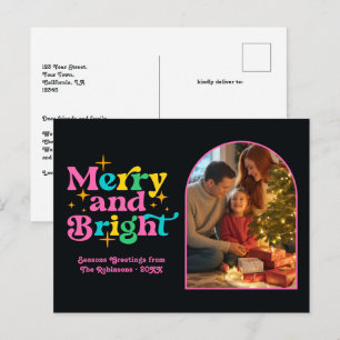 Postal Festiva Navidades del Pop tropical Merry y Retro Brillante