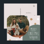 Postal Festiva Navidades del Punto Verde Del Boho Polka Una Foto<br><div class="desc">Este boho polka dot verde Navidad una postal de festividad es perfecta para su moderno saludo de vacaciones de bohemia inspirado en una casa de campo. El clásico estilo rústico, aunque delicado, le confiere un aspecto muy original, conservándolo en lo lindo y sencillo. Los puntos de polka vienen en tonos...</div>
