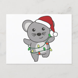 Postal Festiva Navidades del ratón Animales de invierno ratones d