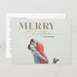 Postal Festiva Navidades del Serif Gold Merry Script Postcard