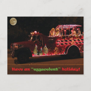 Postal Festiva Navidades desfilan pollos
