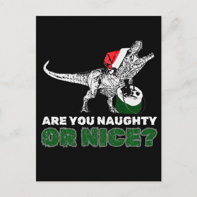 Postal Festiva Navidades Dinosaur Santa T-Rex (Anverso)
