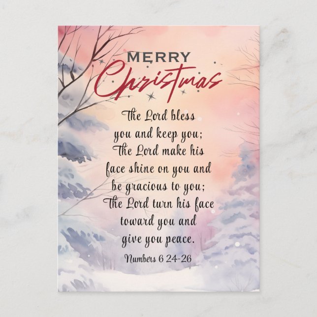 Postal Festiva Navidades: Dios te bendiga la Biblia contra la esc (Anverso)