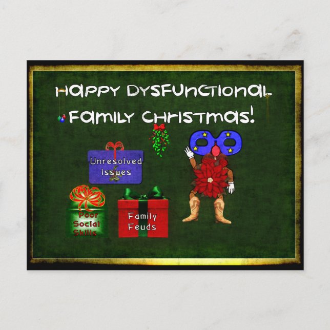 Postal Festiva Navidades disfuncionales familiares (Anverso)