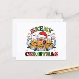 Postal Festiva Navidades divertidos, arte de la cerveza