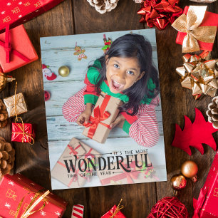 Postal Festiva Navidades divertidos con fotos de niños de tiempo