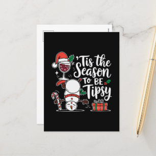 Postal Festiva Navidades divertidos con vino de nieve