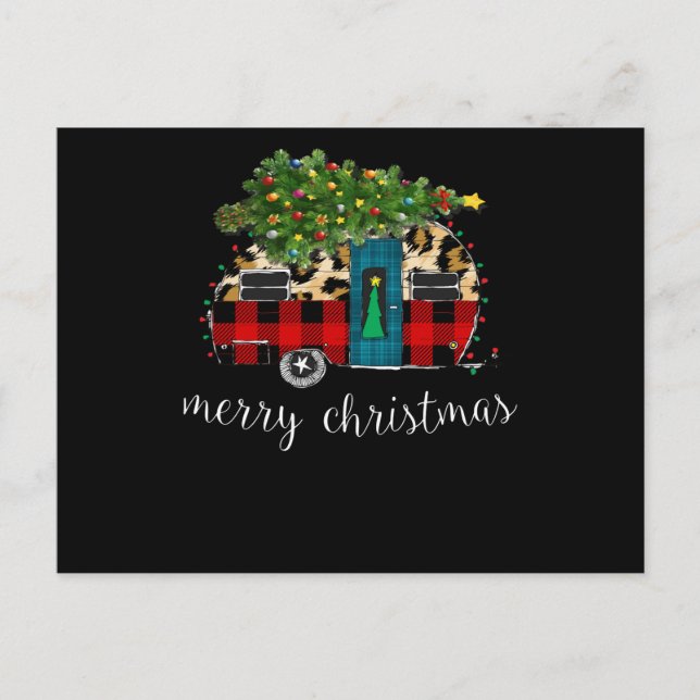 Postal Festiva Navidades divertidos de Camión Camping Camper Buff