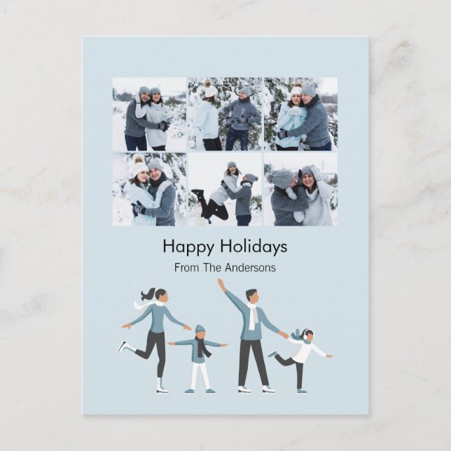 Postal Festiva Navidades divertidos de la familia invernal 6 Foto (Anverso)