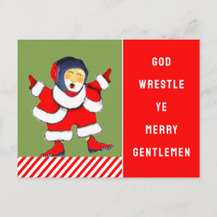 Postal Festiva Navidades divertidos de lucha libre