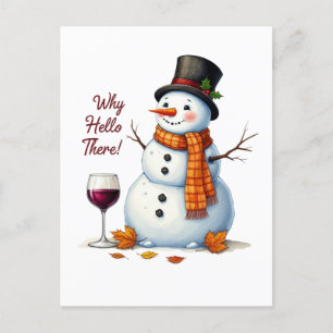 Postal Festiva Navidades divertidos de saludo de hombre de nieve