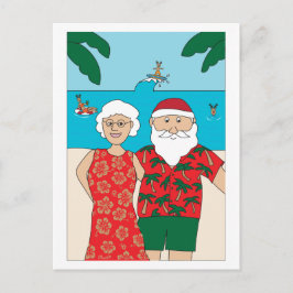 Postal Festiva Navidades divertidos de Santa Claus Beach