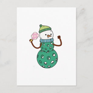 Postal Festiva Navidades divertidos de Snowman sobre el fútbol fe