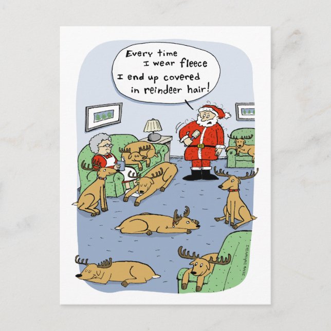 Postal Festiva Navidades divertidos Personalizado pelo de reno y  (Anverso)
