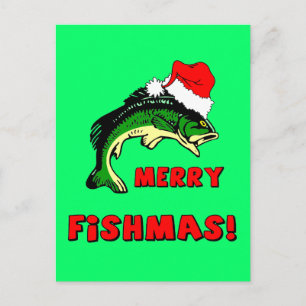 Postal Festiva Navidades divertidos pescando