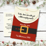 Postal Festiva Navidades divertidos Santa Claus Naughty y buenas<br><div class="desc">¿Has sido travieso o amable este año? ¡¡¡Bien con un poco travieso está bien!!! Este diseño de postales incluye un traje santa y tu texto personalizado - divertido y lindo - seguro que difundirás alegría por las vacaciones. Añade tu propio mensaje personal al revés.</div>