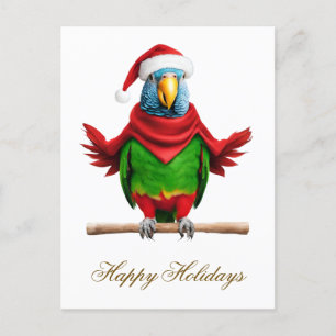 Postal Festiva Navidades divertidos Santa Parrot