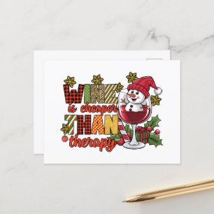 Postal Festiva Navidades divertidos terapia de vino más barata